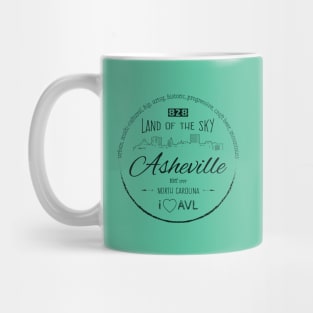 Asheville, NC Word Cloud - Green 16 Mug